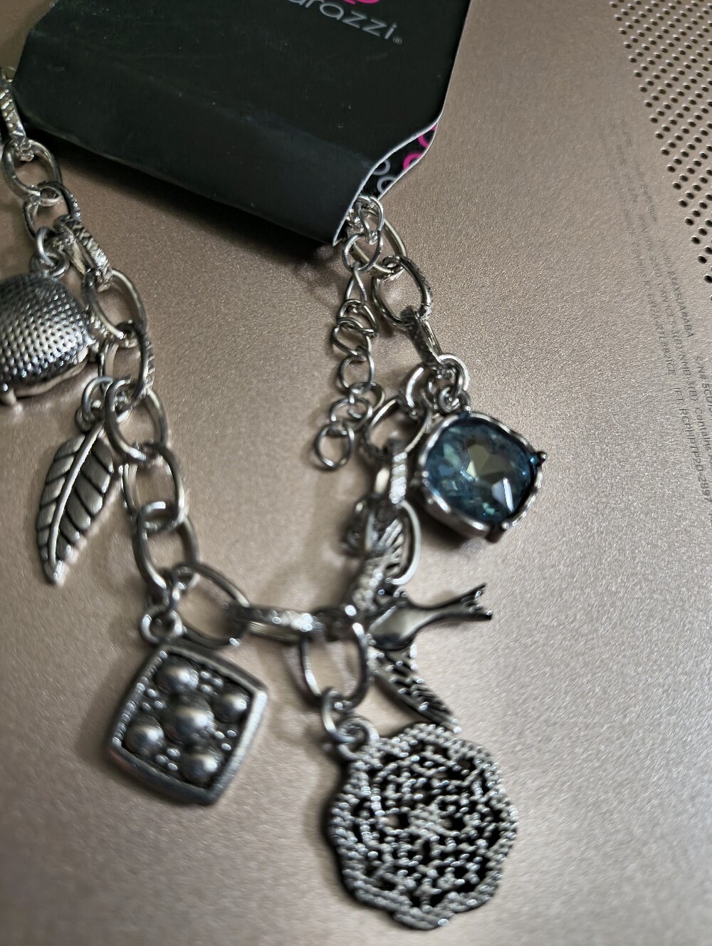 Silver-Tone Blue Crystal Charm Necklace -coordinated Set  Whimsy! Women Jewelry